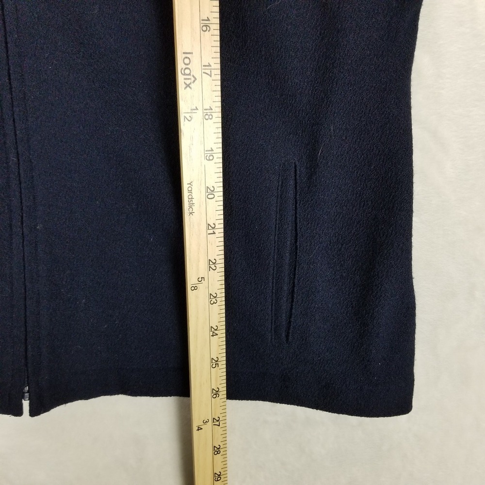 Eileen Fisher Wool Jacket Women L Navy Blue Full Zip Collared Minimalist 100s - Picture 6 of 8